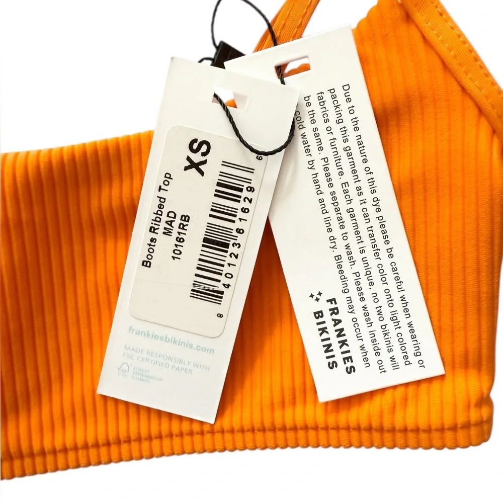 Frankie’s Bikinis Boots Ribbed Bralette Bikini Top Orange